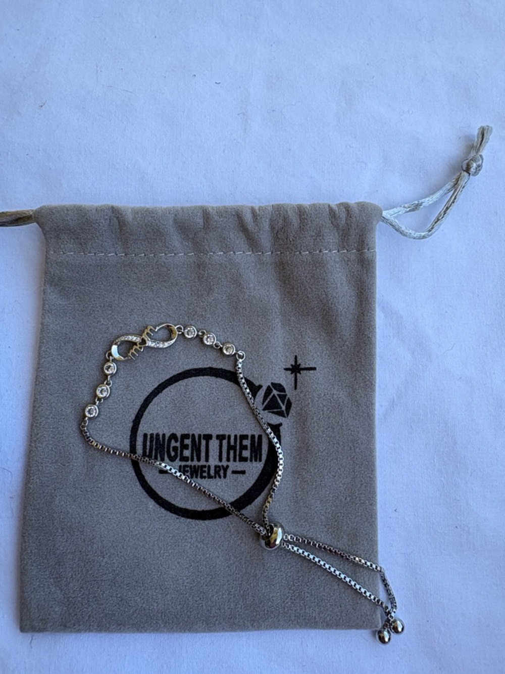 NWOT Silver Infinity “Mom” Bolo Bracelet with Rhinestone Accents - Picture 3 of 5